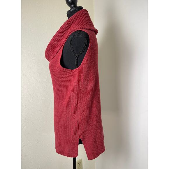 LOFT Women's Preppy Casual Cowl Sleeveless Knit Sweater Top Tunic Terracotta S - Picture 3 of 7
